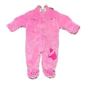 Disney Baby Piglet‎ Pink Plush Hooded Snowsuit Bunting Outfit 0-3 Months